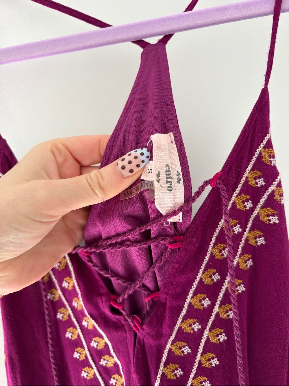 entro Deep Magenta Embroidered Tassel Sundress - Picture 2 of 3